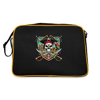 piraten wappen - Retro Tasche - Schwarz/Gold - Hinten