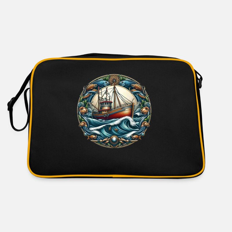 Fischkutter - Retro Tasche - Schwarz/Gold