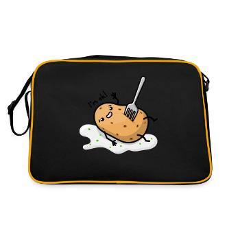 Kawaii potato with fork in belly - Retro Bag - black/gold - Back