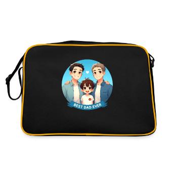 Father's Day - Two fathers and their son - Retro Bag - black/gold - Back