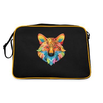 Farbenfroher Fuchs aus kunstvollem Muster - Retro Tasche - Schwarz/Gold - Hinten