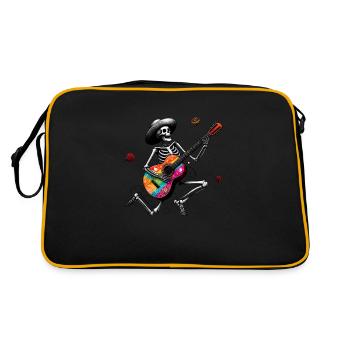 Skeleton playing guitar. - Retro Bag - black/gold - Back