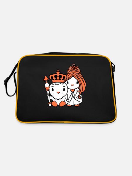 2 Canards Roi Reine Prince Princesse Couple Couronne - Sac Retro - noir/or - Dos