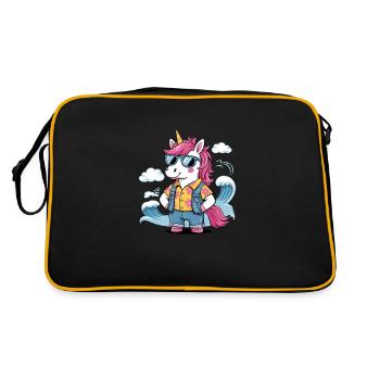 Funny Summer Unicorn - Retro Bag - black/gold - Back