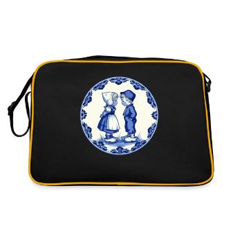 Bleu de Delft paysan et paysanne blonde - Sac Retro - noir/or - Dos