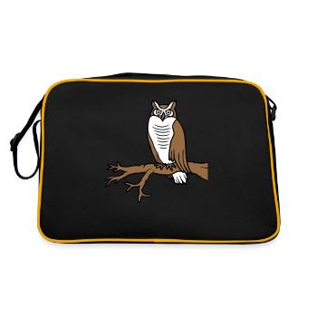 hibou oiseau aigle hibou branche arbre woodland grange owl owl mignon - Sac Retro - noir/or - Dos