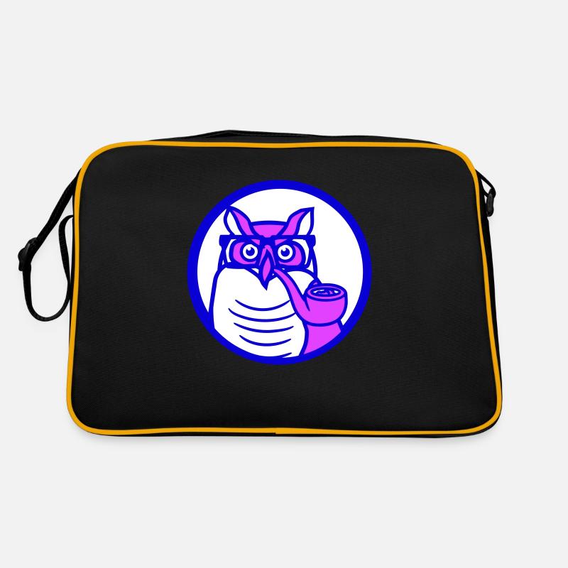 Owl Pipe Smoking Old Grandpa Eagle Owl Branch Tree Forest Retro Bag