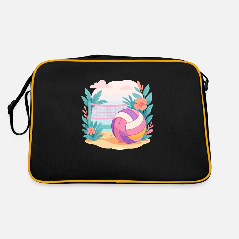 Sunset Spike – Beach Vibes Only - Retro Tasche - Schwarz/Gold