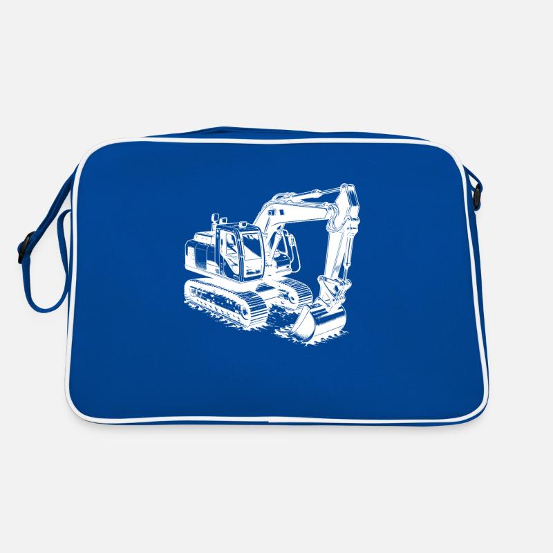 Technik trifft auf Kraft Muskelprotz Bagger Retro Tasche