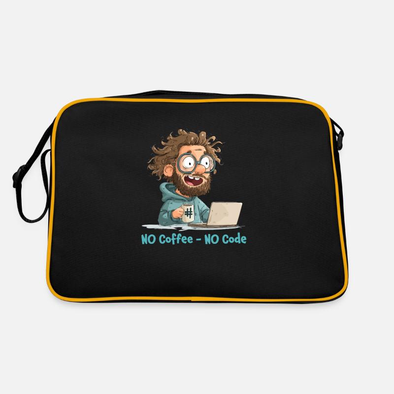 No Coffee - No Code. Lustiges Nerd-Motiv. Retro Tasche