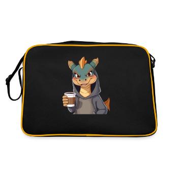 Stylish dragon for coffee lovers! - Retro Bag - black/gold - Back