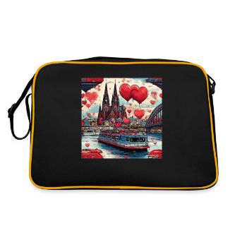 Cologne Cathedral,Cathedral,Cologne,Hearts,Painting,Pastel - Retro Bag - black/gold - Back
