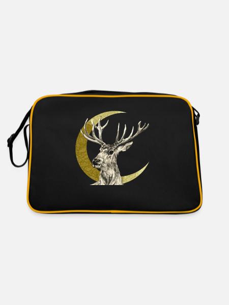 Hirsch - Retro Tasche - Schwarz/Gold - Hinten