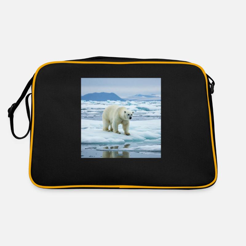 Eisbär zu Hause - Retro Tasche - Schwarz/Gold