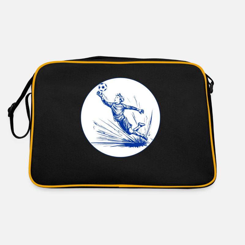 Torwart (blau-weiß) - Retro Tasche - Schwarz/Gold