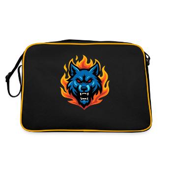 Wolf – Fierce Flame | Urban Zodiac Mascot - Retro Bag - black/gold - Back