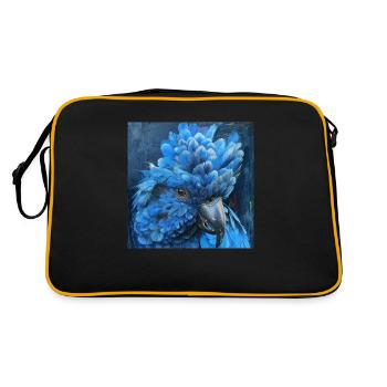 Blue Hyacinth Parrot Head Portrait South America - Retro Bag - black/gold - Back