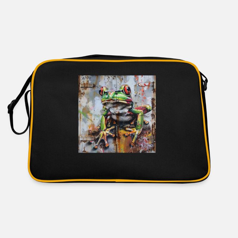 Graffiti grenouille verte surface rouillée Sac Retro