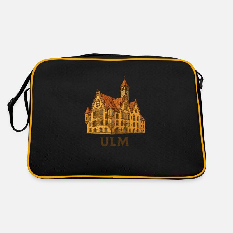 Ulmer Rathaus - Retro Tasche - Schwarz/Gold
