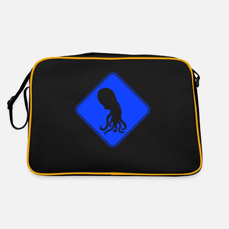 Octopus Danger Sign Caution Warning Retro Bag