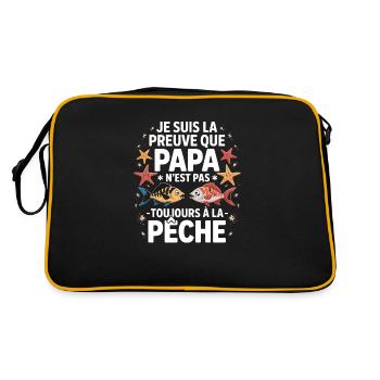 Papa Pêche Pêcheur Bébé Nourrisson Naissance - Sac Retro - noir/or - Dos