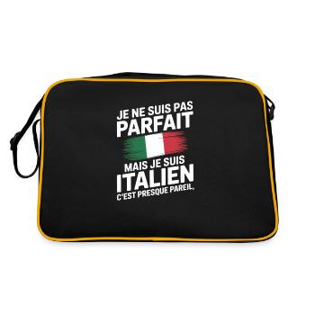 Je Ne Suis Pas Parfait Mais Italien Humour Cadeau - Sac Retro - noir/or - Dos
