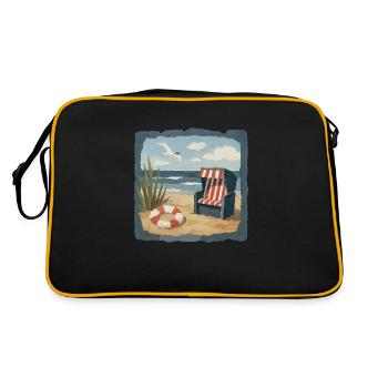 Baltic Sea beach collage for the right holiday feeling - Retro Bag - black/gold - Back