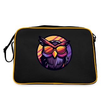 Eule Cool - Retro Tasche - Schwarz/Gold - Hinten