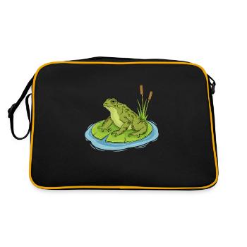 toad sitting on a lilypad - Retro Bag - black/gold - Back
