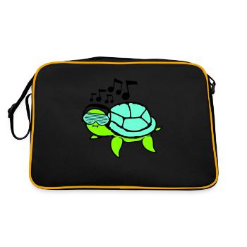 tortue fête lunettes fentes écouteurs musique - Sac Retro - noir/or - Dos