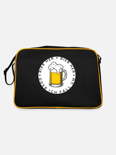 Bees here - Oder ich fall um! - Retro Bag - black/gold - Back