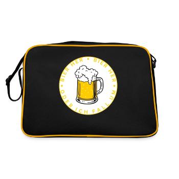 Bienen hier - Oder ich fall um! - Retro Tasche - Schwarz/Gold - Hinten
