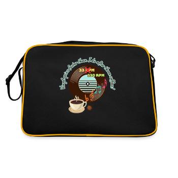 Music and Coffee Enthusiast Shirt - Skurriles Vinyl. - Retro Tasche - Schwarz/Gold - Hinten