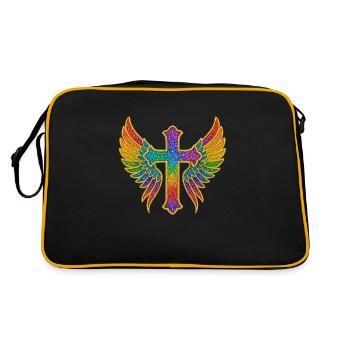 Cross with wings | Glitter Gold Sequins - Retro Bag - black/gold - Back