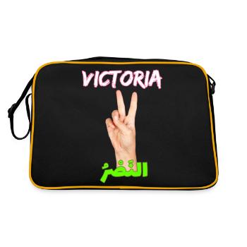 Signes de victoire écrits en arabe et en espagnol - Sac Retro - noir/or - Dos