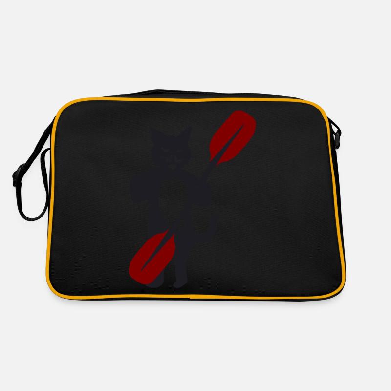 Paddelkatze Doppelpaddel - Retro Tasche - Schwarz/Gold