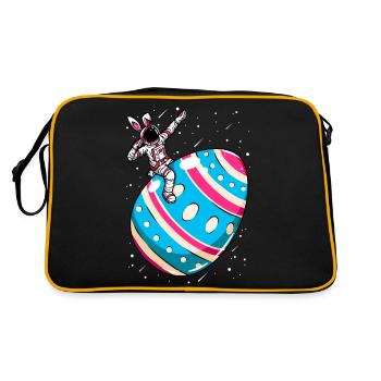 Astronaut - Weltraum-Osterei - Retro Tasche - Schwarz/Gold - Hinten