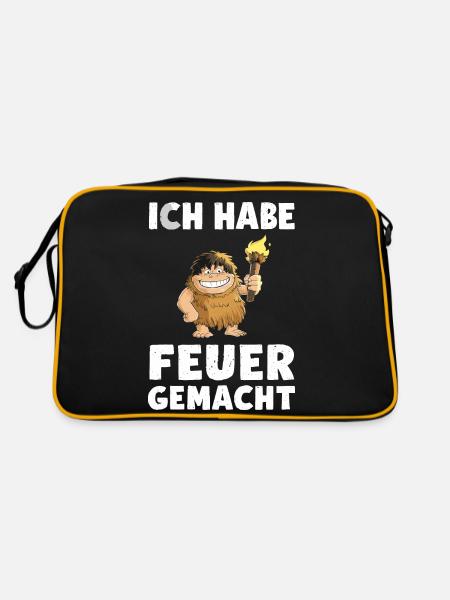Ich hab Feuer gemacht für alle Männer - Retro Tasche - Schwarz/Gold - Hinten