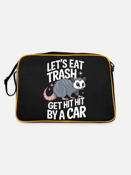 Opossum Possum Animal - Retro Bag - black/gold - Back