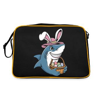Cool Easter Shark - Retro Tasche - Schwarz/Gold - Hinten