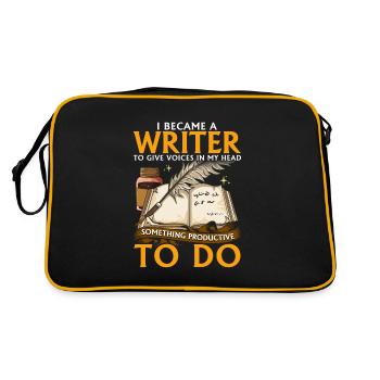 Ich wurde ein Schriftsteller - Retro Tasche - Schwarz/Gold - Hinten