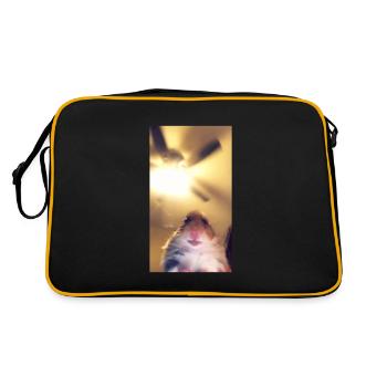 Meme Hamster Staring Front Camera - Retro Tasche - Schwarz/Gold - Hinten
