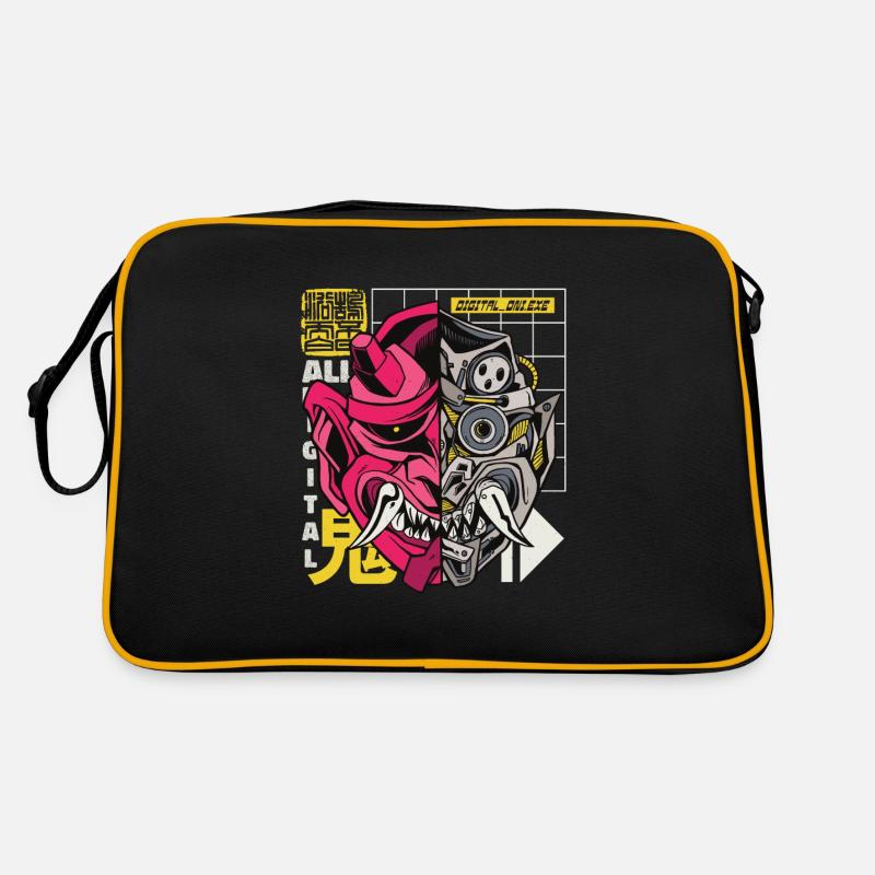 Oni démon japonais Cyborg - Sac Retro - noir/or