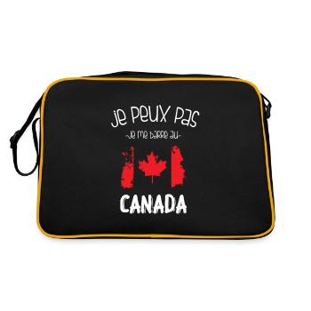 Je peux pas, j'me barre au canada. Cadeau humour - Sac Retro - noir/or - Dos