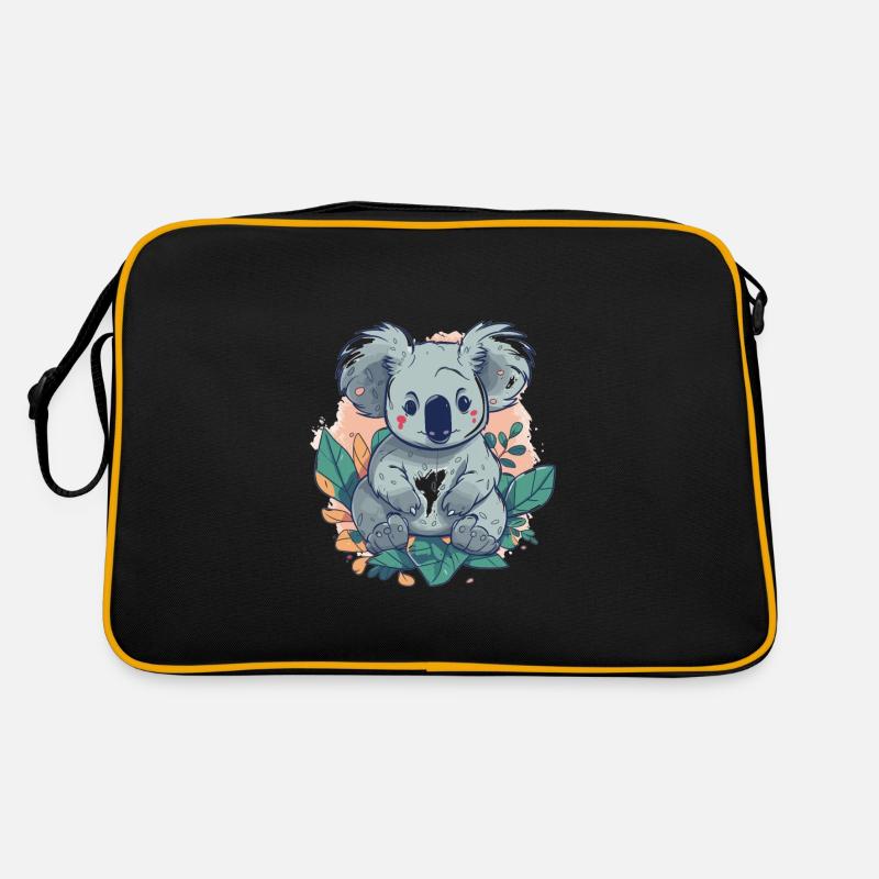 Cute Anime Style Koala Kawaii - Retro Bag - black/gold
