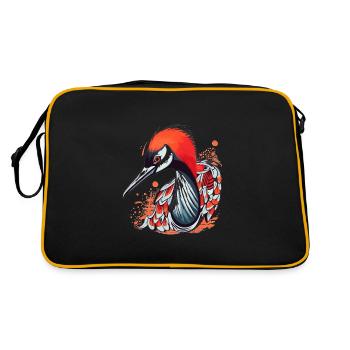 Mignon Anime Style rouge couronné grue Kawaii - Sac Retro - noir/or - Dos