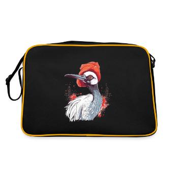Mignon Anime Style rouge couronné grue Kawaii - Sac Retro - noir/or - Dos