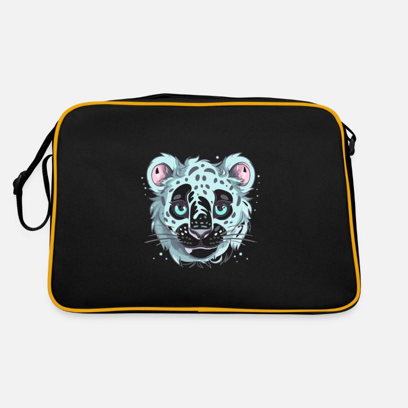Netter Anime -Stil Schneeleopard Kawaii Retro Tasche