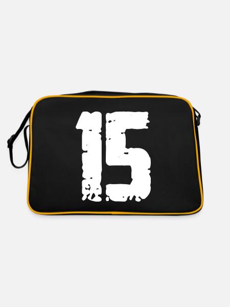 15 Zahl Vintage - Retro Tasche - Schwarz/Gold - Hinten