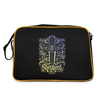 Der Herr Ist Mein Hirte Jesus Bibelspruch - Retro Tasche - Schwarz/Gold - Hinten